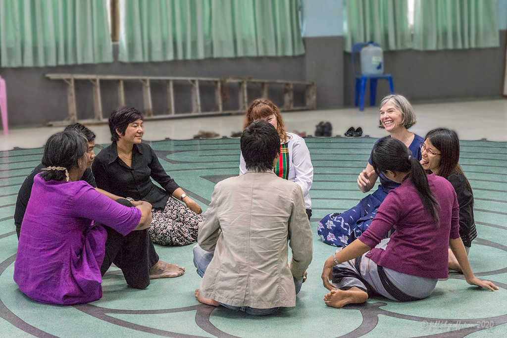 The center of the MIT labyrinth in Yangon