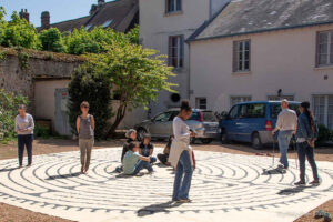 Group labyrinth walk in Chartres, France