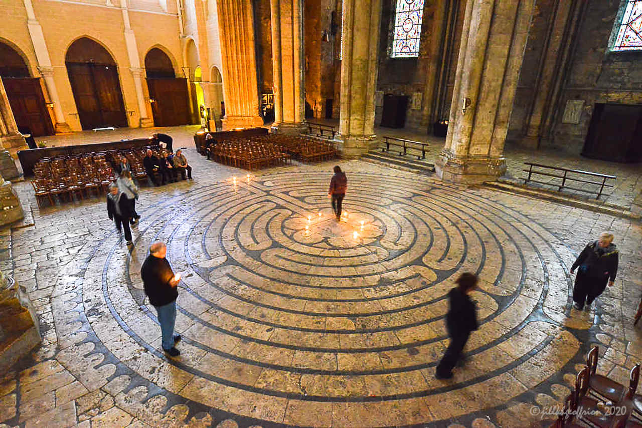 After-hours labyrinth walk in Chartres by Jill K H Geoffrion