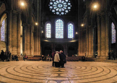 Praying in the center of the Chartres Labyrinth