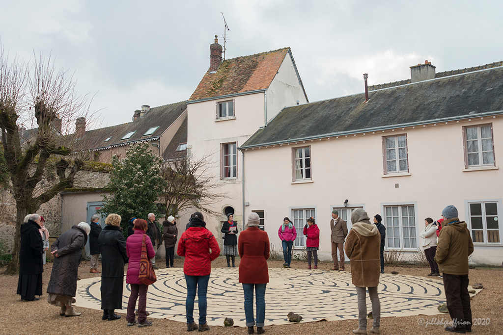 Circling the labyrinth in Chartres, France