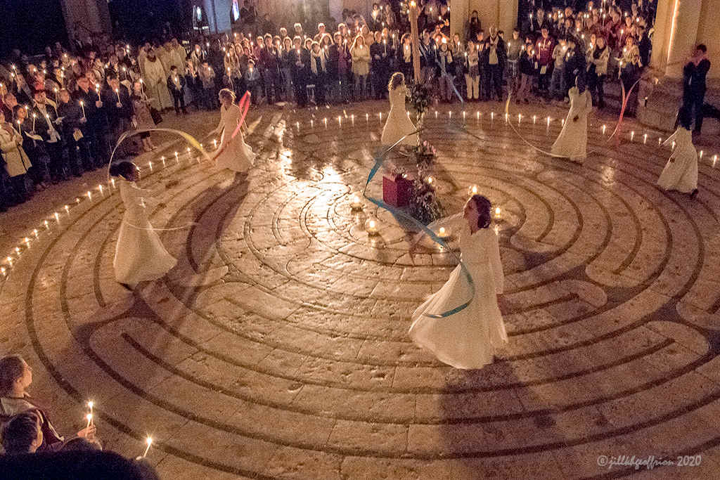 Easter dance on the labyrinth by Jill K H Geoffrion, photographer