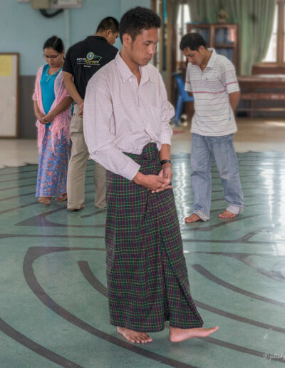 Praying the labyrinth in Yangon, Myanmar by photographer Jill K H Geoffrion